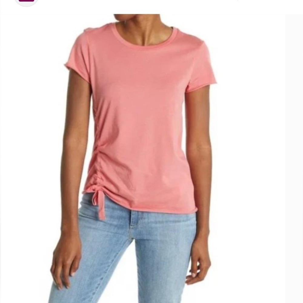 All Saints Rouched Coral Ruched Tee XS Tee